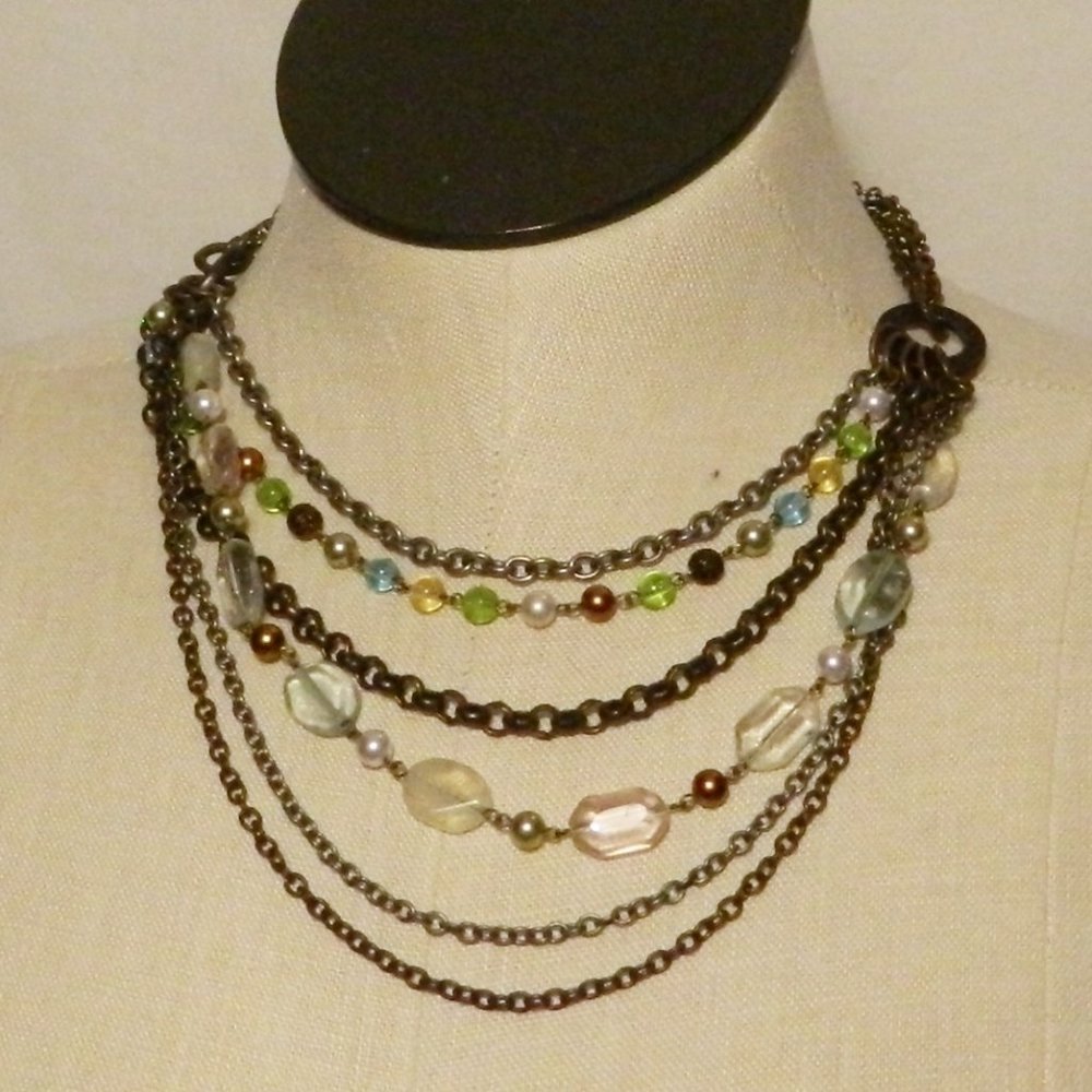 Longaberger So Rachel Multi Strand/Multi Media Layered Necklace EUC!